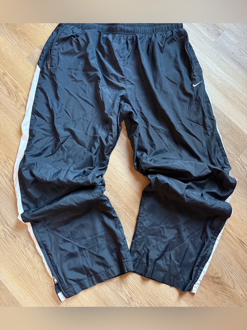 Nike Men’s Black Track Pants with White Side Stripes